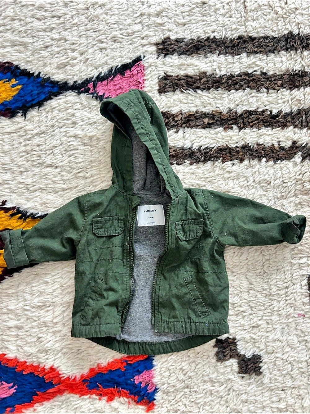 Old Navy Unisex Hooded Canvas Utility Jacket for Baby Green 3-6M